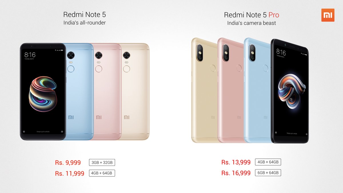 Redmi Note 5 and Note 5 Pro Launched in India, Starting at ...